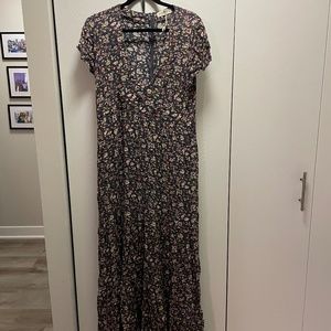 Evangeline Maxi Dress| Dark Grey Floral - Dark Grey Floral / L